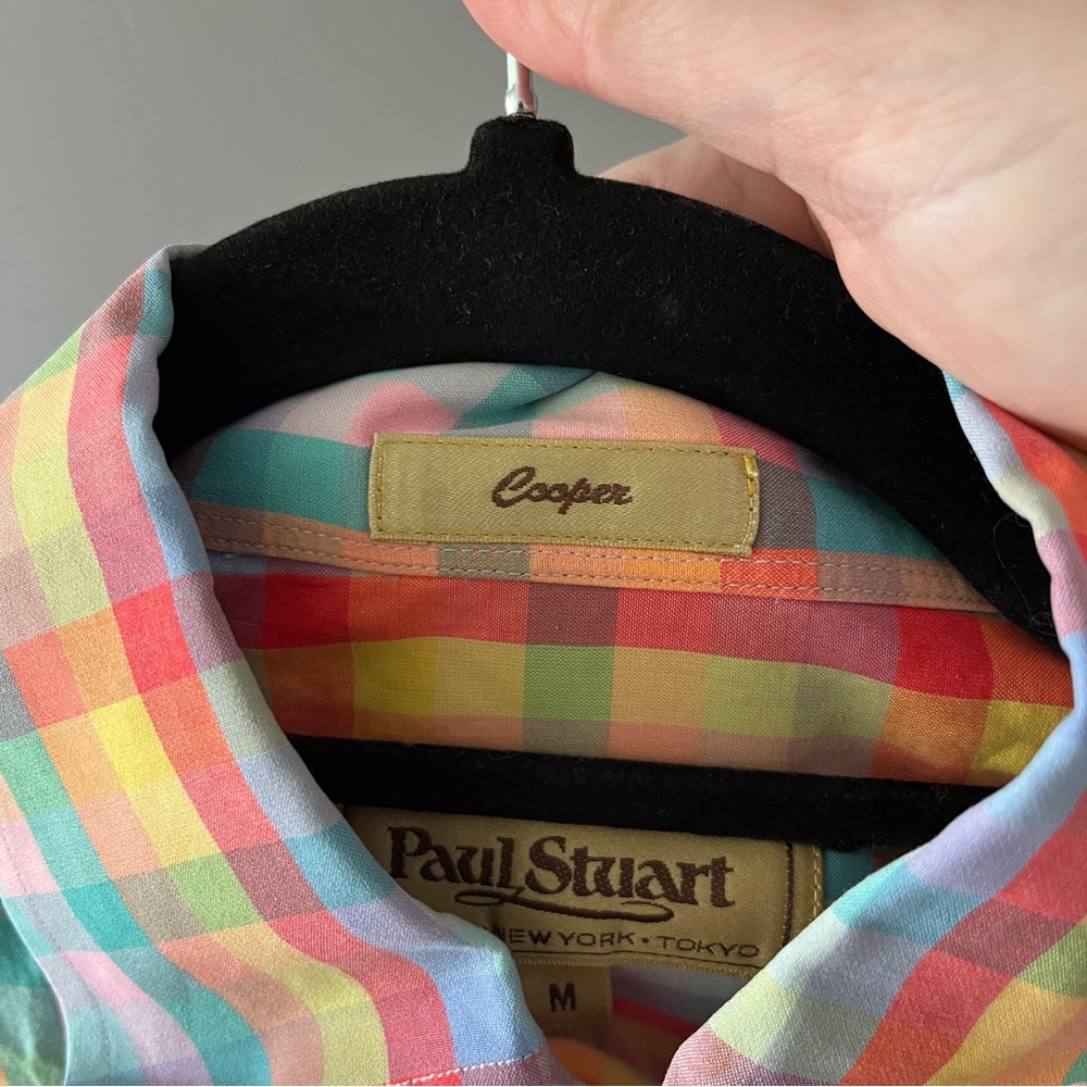 Paul Stuart Multicolor Rainbow Plaid Button Up Co… - image 5